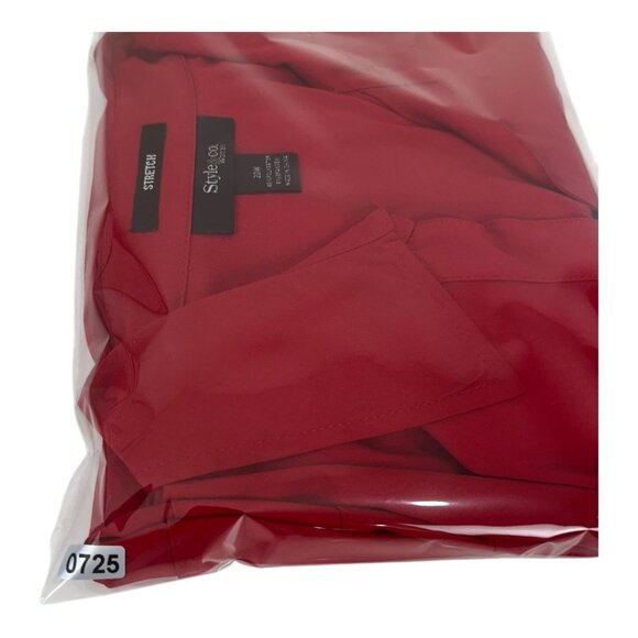 Style & Co Woman Red Long-Sleeve Button-Up Stretch Shirt 20W Polyester/Spandex - Picture 12 of 12